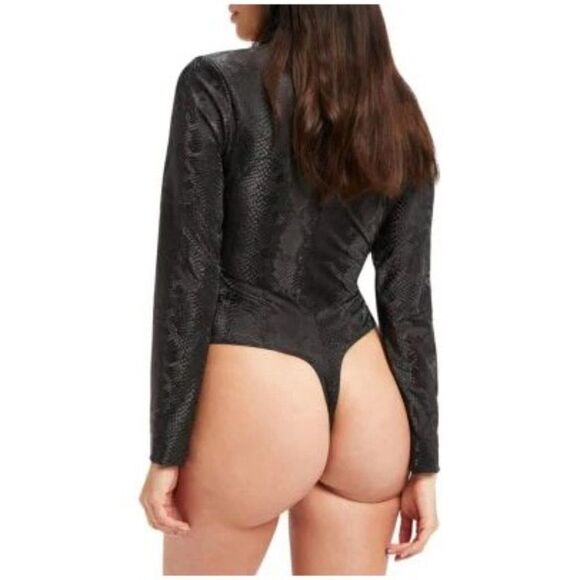 Good American Sz. 2X New with Tags ​Snakeskin Print Faux Leather Bodysuit - Picture 4 of 12